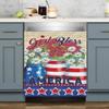 Patriotic Magnet Dishwasher Cover,God Bless America Decals Refrigerator Magnetic,Daisy Flower Fridge Panel Decal,Prim Barn Vinyl Magnets for Home Kitchen Appliance Decor 23"x26" view 1