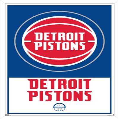 Trends International NBA Detroit Pistons - Logo 21 Wall Poster, 14.725" x 22.375", White Framed Version