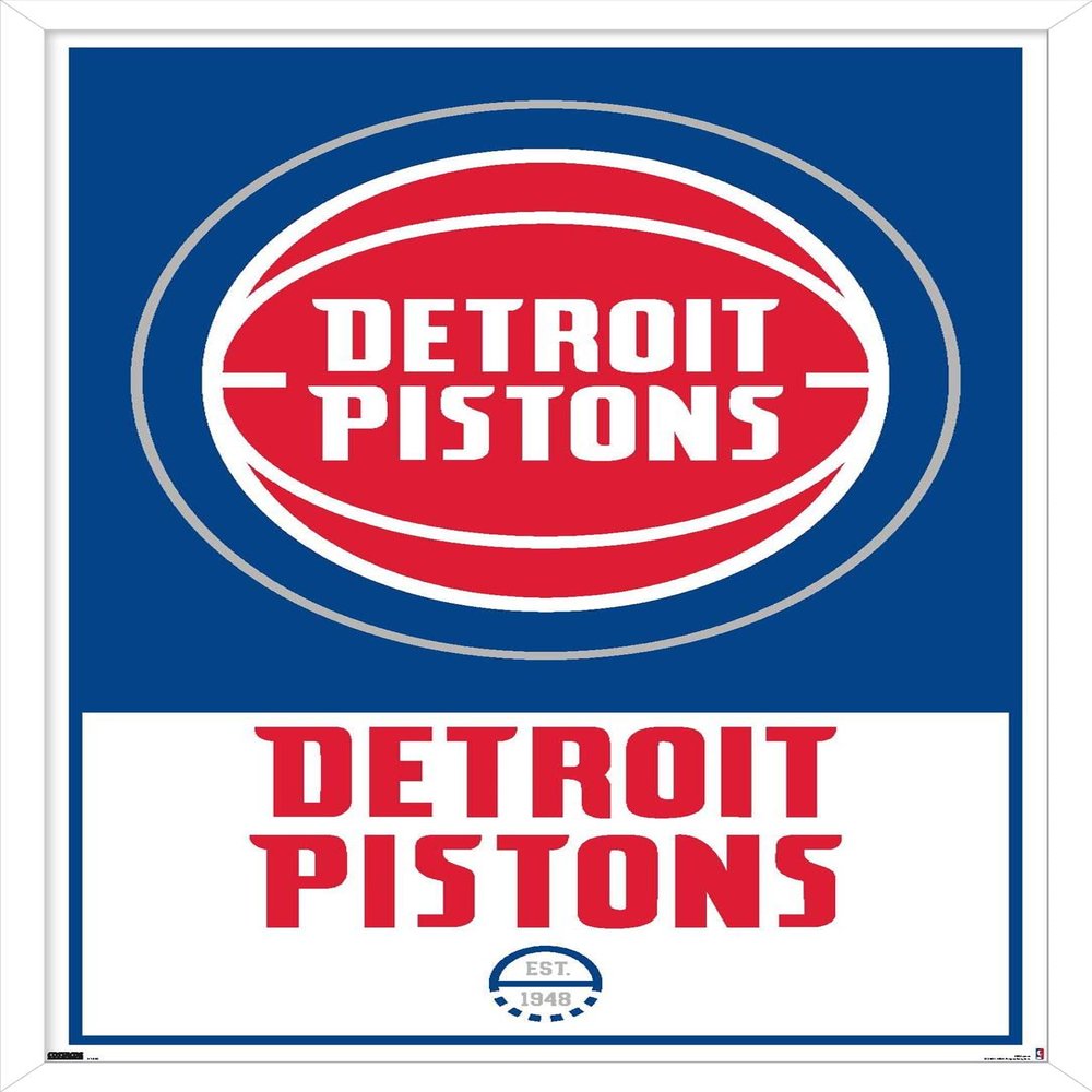 Trends International NBA Detroit Pistons - Logo 21 Wall Poster, 14.725" x 22.375", White Framed Version