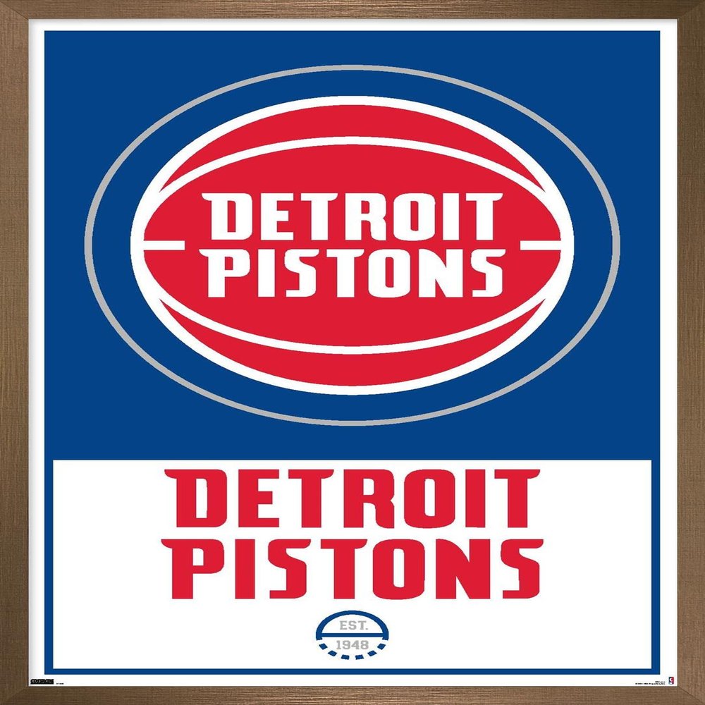 Trends International NBA Detroit Pistons - Logo 21 Wall Poster, 14.725" x 22.375", Bronze Framed Version