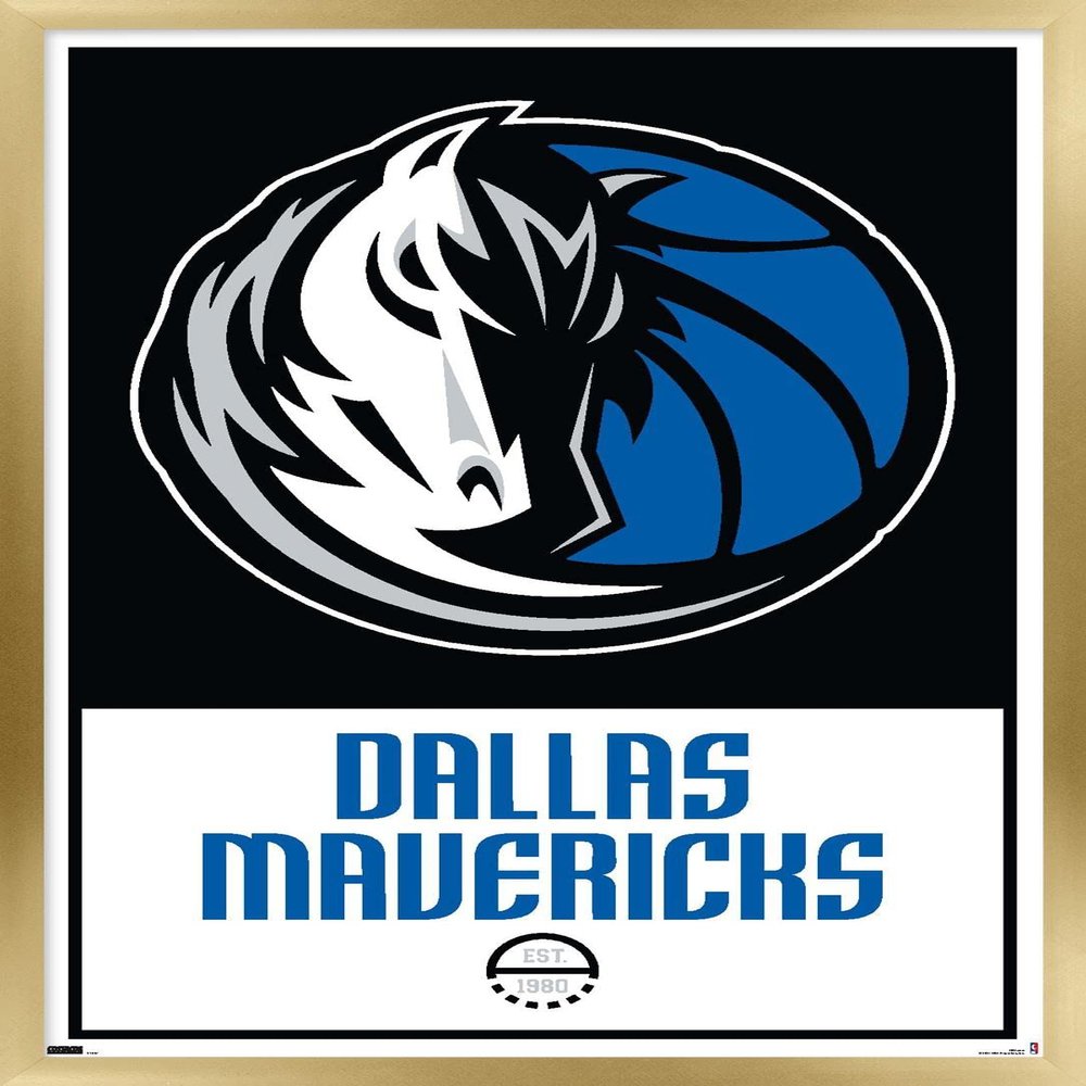 Trends International NBA Dallas Mavericks - Logo 21 Wall Poster, 22.375" x 34", Gold Framed Version