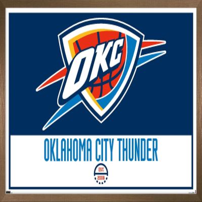 Trends International NBA Oklahoma City Thunder - Logo 21 Wall Poster, 14.725" x 22.375", Bronze Framed Version