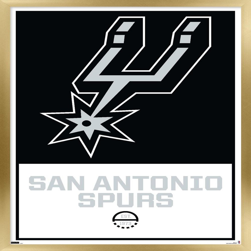 Trends International NBA San Antonio Spurs - Logo 21 Wall Poster, 14.725" x 22.375", Gold Framed Version