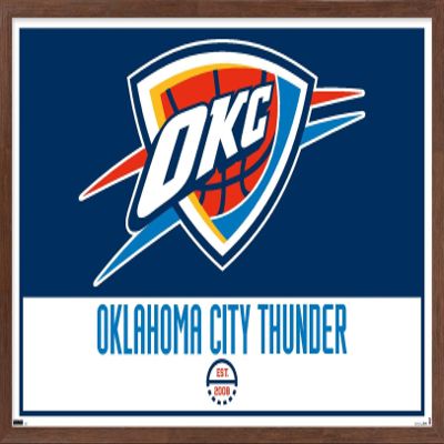 Trends International NBA Oklahoma City Thunder - Logo 21 Wall Poster, 14.725" x 22.375", Mahogany Framed Version