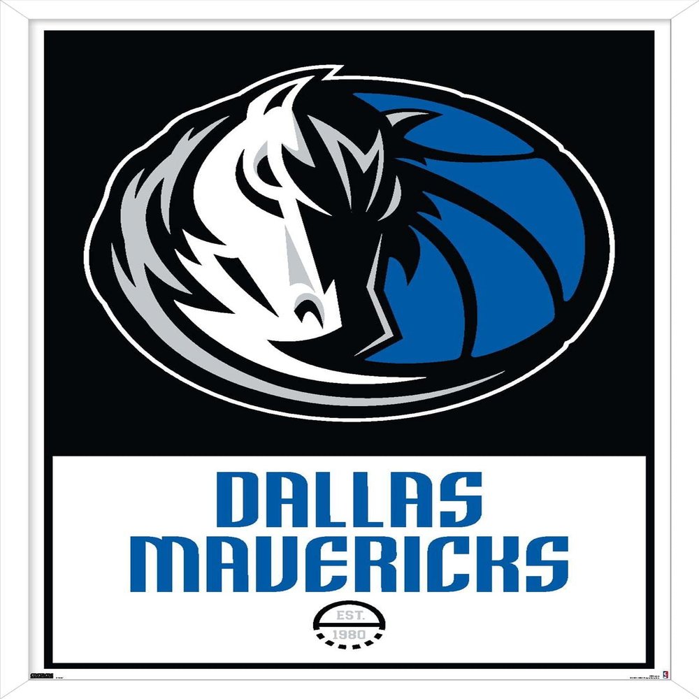 Trends International NBA Dallas Mavericks - Logo 21 Wall Poster, 14.725" x 22.375", White Framed Version