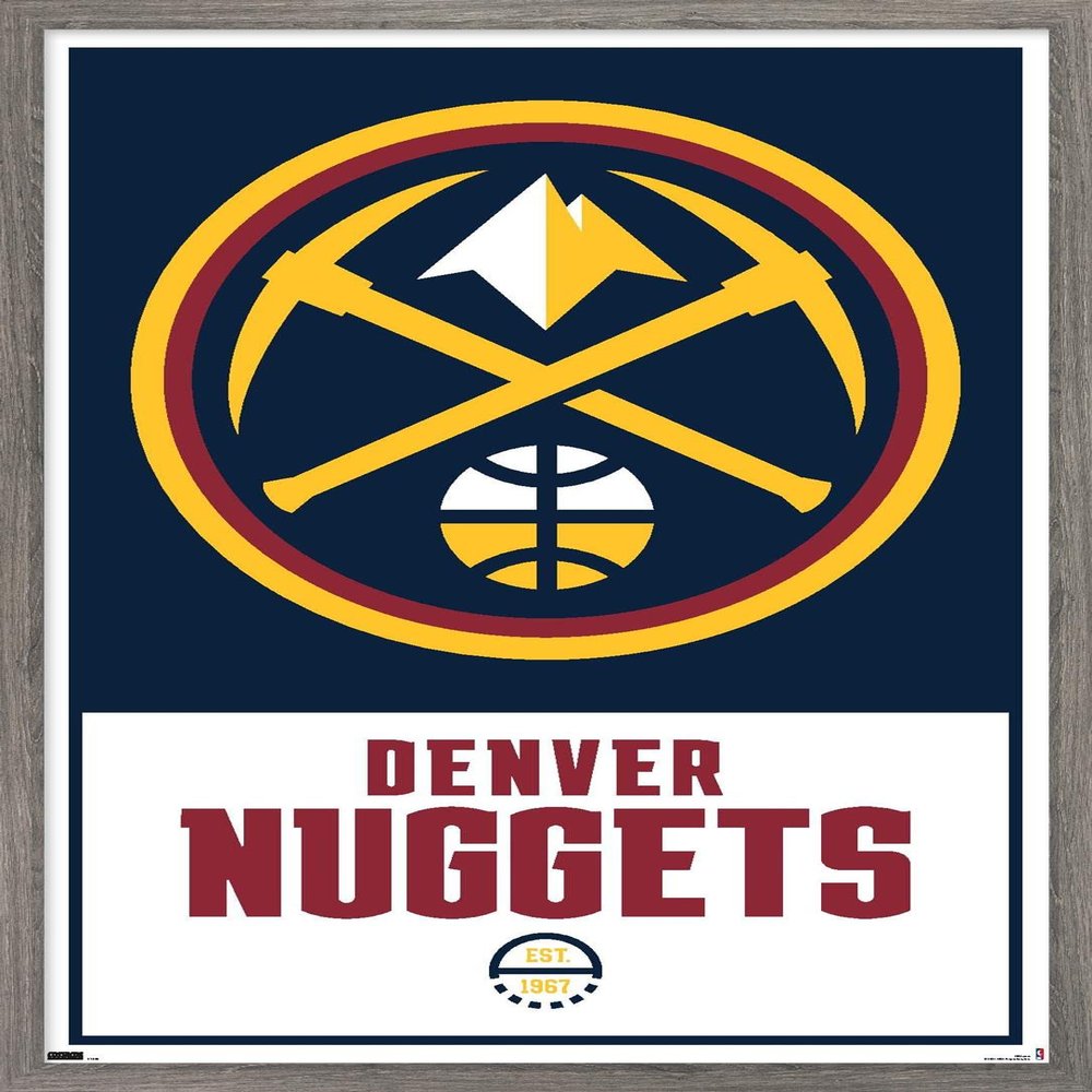 Trends International NBA Denver Nuggets - Logo 21 Wall Poster, 14.725" x 22.375", Barnwood Framed Version