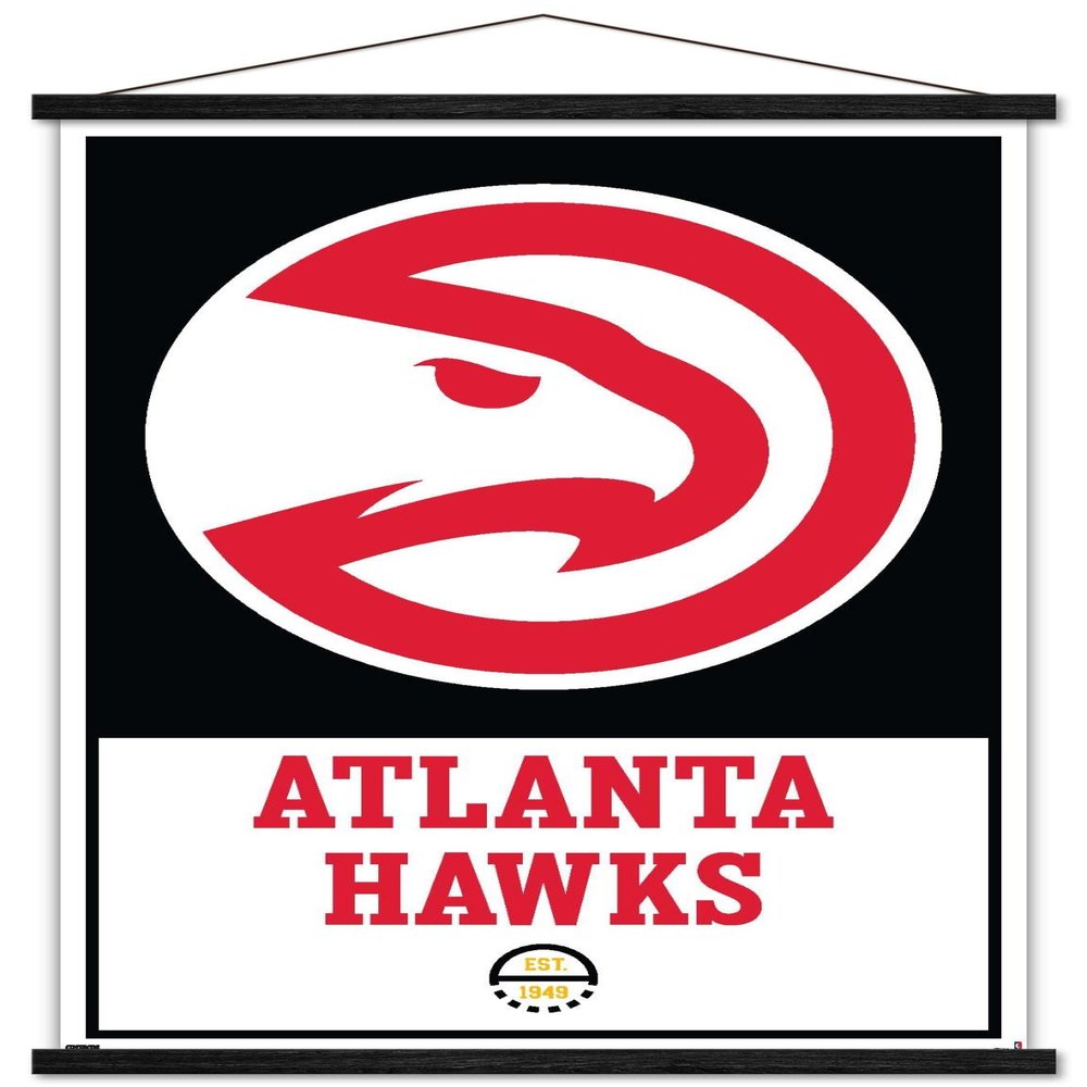 Trends International NBA Atlanta Hawks - Logo 21 Wall Poster, 22.375" x 34", Print and Black Hanger Bundle