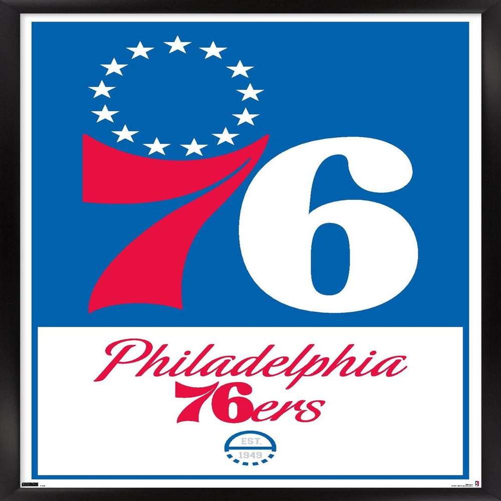 Trends International NBA Philadelphia 76ers - Logo 21 Wall Poster, 14.725" x 22.375", Black Framed Version