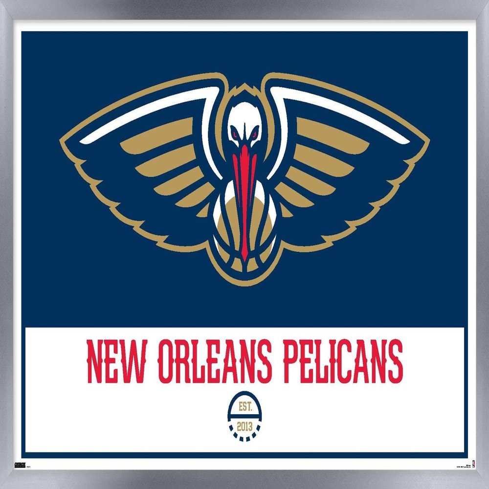 Trends International NBA New Orleans Pelicans - Logo 21 Wall Poster, 22.375" x 34", Silver Framed Version