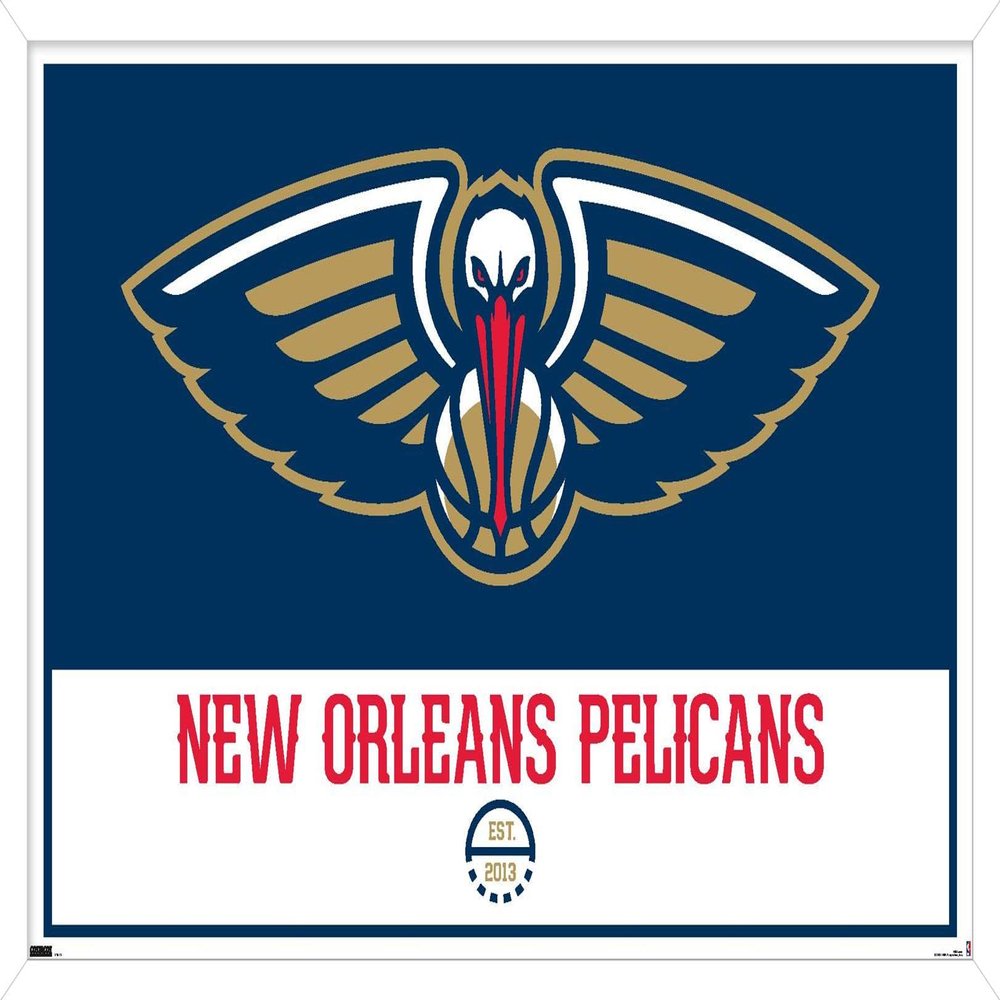 Trends International NBA New Orleans Pelicans - Logo 21 Wall Poster, 14.725" x 22.375", White Framed Version