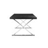 Pangea Home Alexa Modern Wood Veneer & High Polished Steel Dining Table in Black view 3