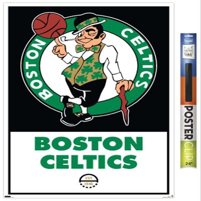 Trends International NBA Boston Celtics - Logo 21 Wall Poster, 22.375" x 34", Premium Poster & Clip Bundle