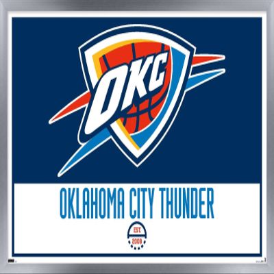 Trends International NBA Oklahoma City Thunder - Logo 21 Wall Poster, 14.725" x 22.375", Silver Framed Version