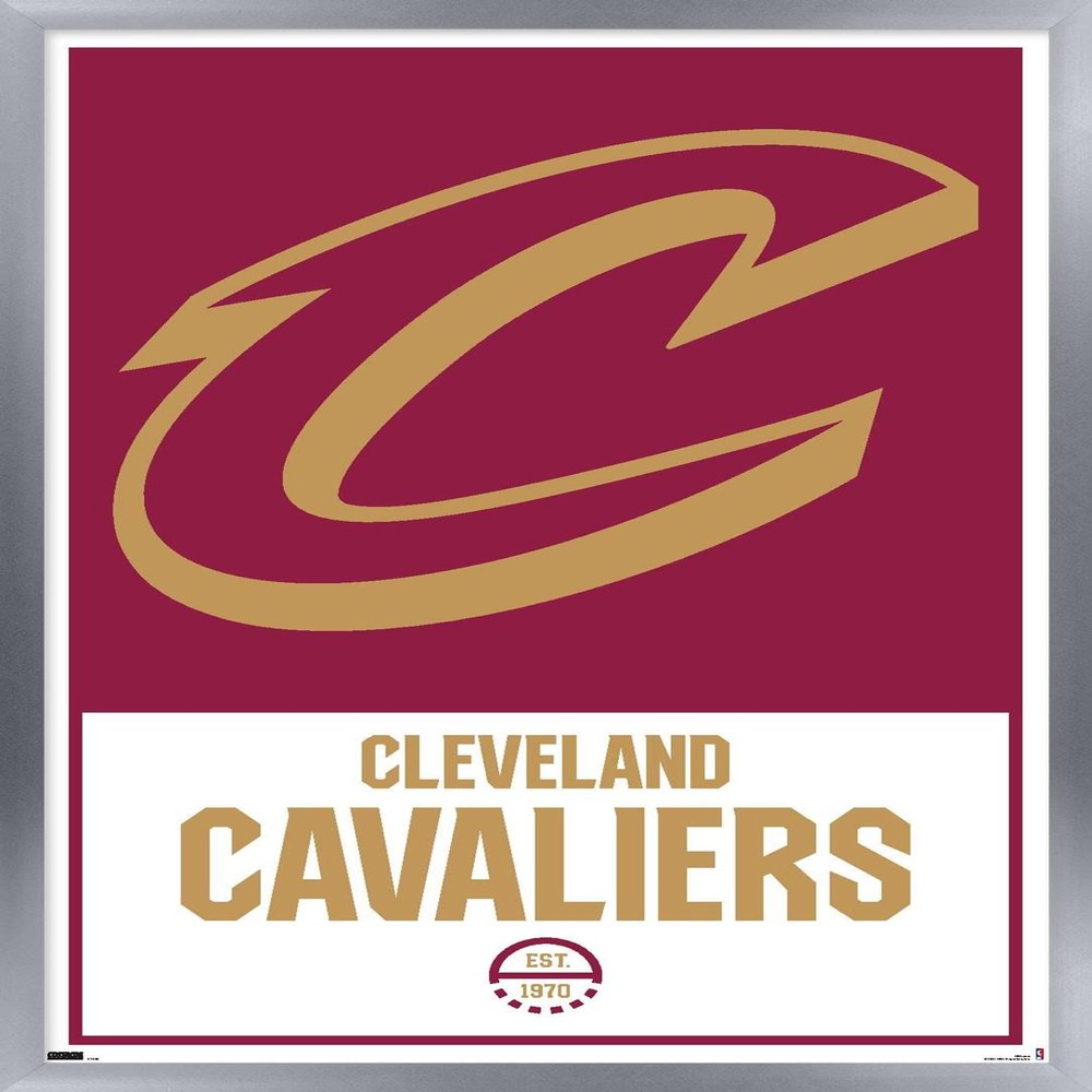 Trends International NBA Cleveland Cavaliers - Logo 21 Wall Poster, 14.725" x 22.375", Silver Framed Version