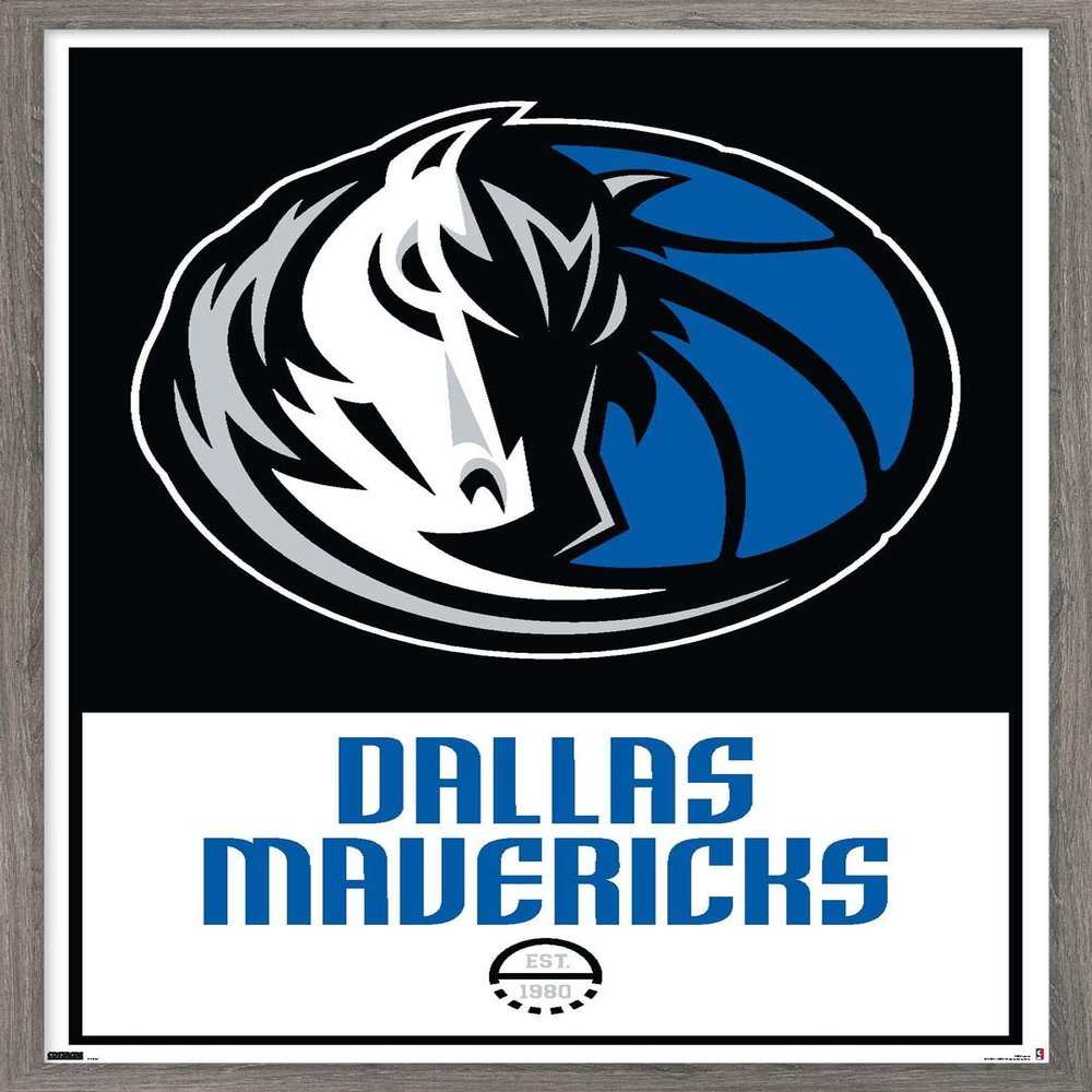 Trends International NBA Dallas Mavericks - Logo 21 Wall Poster, 22.375" x 34", Barnwood Framed Version