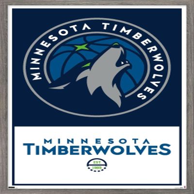 Trends International NBA Minnesota Timberwolves - Logo 21 Wall Poster, 14.725" x 22.375", Barnwood Framed Version