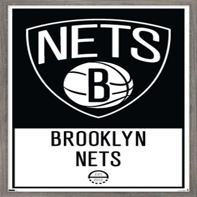 Trends International NBA Brooklyn Nets - Logo 21 Wall Poster, 14.725" x 22.375", Barnwood Framed Version