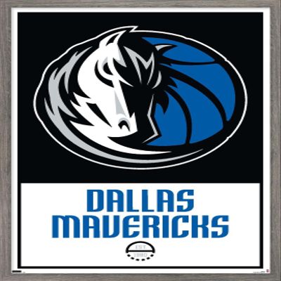 Trends International NBA Dallas Mavericks - Logo 21 Wall Poster, 14.725" x 22.375", Barnwood Framed Version