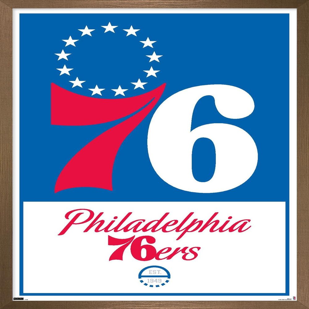 Trends International NBA Philadelphia 76ers - Logo 21 Wall Poster, 14.725" x 22.375", Bronze Framed Version