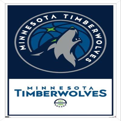 Trends International NBA Minnesota Timberwolves - Logo 21 Wall Poster, 14.725" x 22.375", White Framed Version