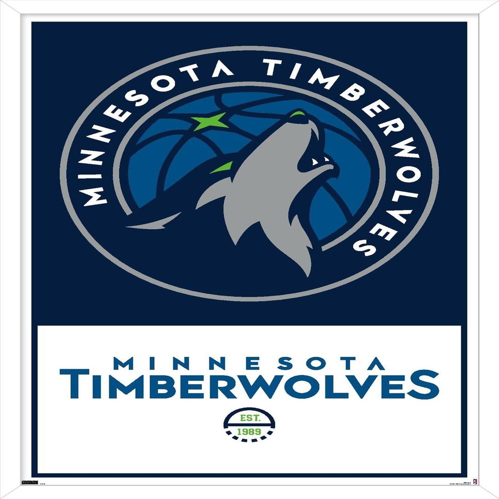 Trends International NBA Minnesota Timberwolves - Logo 21 Wall Poster, 14.725" x 22.375", White Framed Version