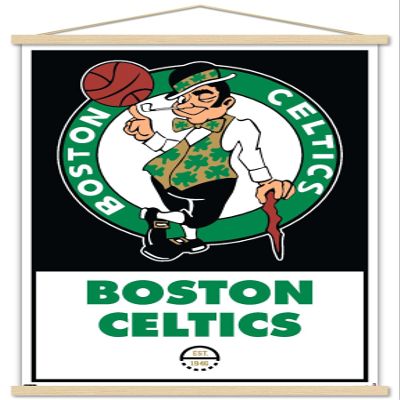 Trends International NBA Boston Celtics - Logo 21 Wall Poster, 22.375" x 34", Print and Beechwood Hanger Bundle