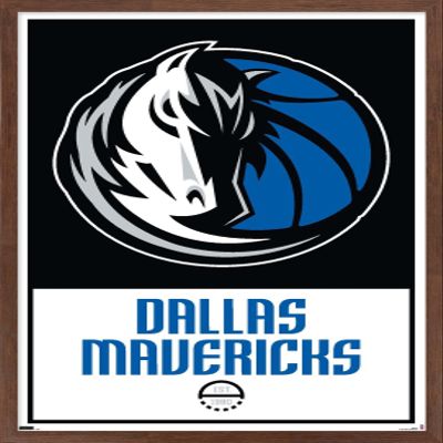 Trends International NBA Dallas Mavericks - Logo 21 Wall Poster, 22.375" x 34", Mahogany Framed Version