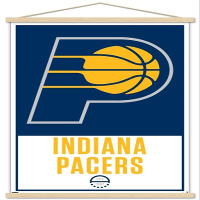 Trends International NBA Indiana Pacers - Logo 21 Wall Poster, 22.375" x 34", Print and Beechwood Hanger Bundle