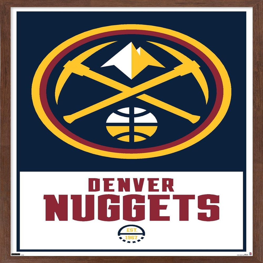 Trends International NBA Denver Nuggets - Logo 21 Wall Poster, 14.725" x 22.375", Mahogany Framed Version