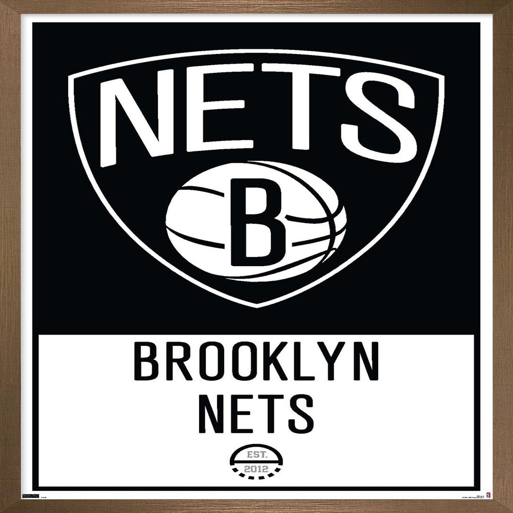Trends International NBA Brooklyn Nets - Logo 21 Wall Poster, 22.375" x 34", Bronze Framed Version