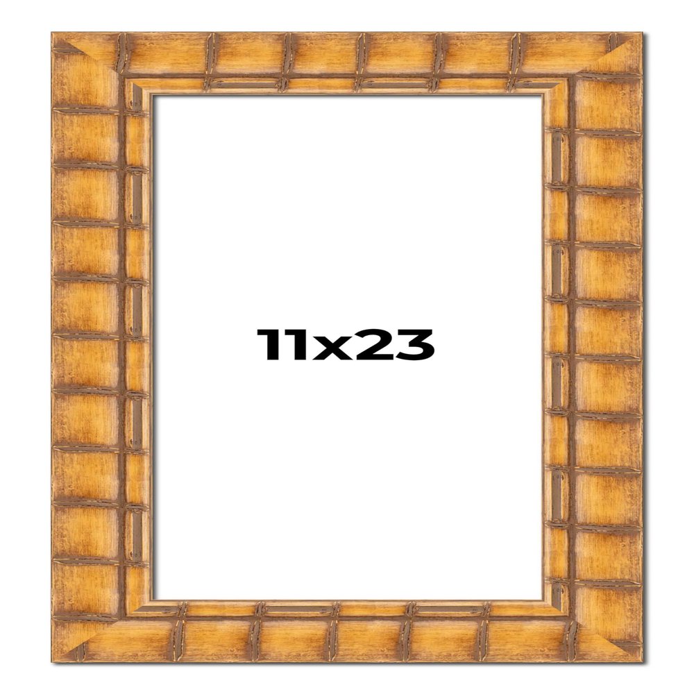 11x23 Frame Bamboo Natural Wood Beige Solid Wood Picture Frame | 2.875 Inch Moulding Width | Picture Frame Complete with UV Acrylic Plexiglass, Foam Board Backing & Hanging Hardware