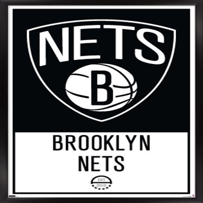 Trends International NBA Brooklyn Nets - Logo 21 Wall Poster, 14.725" x 22.375", Black Framed Version