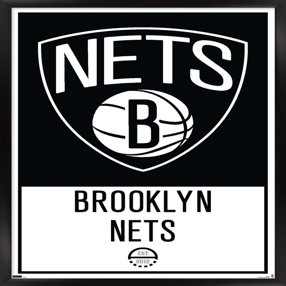 Trends International NBA Brooklyn Nets - Logo 21 Wall Poster, 14.725" x 22.375", Black Framed Version