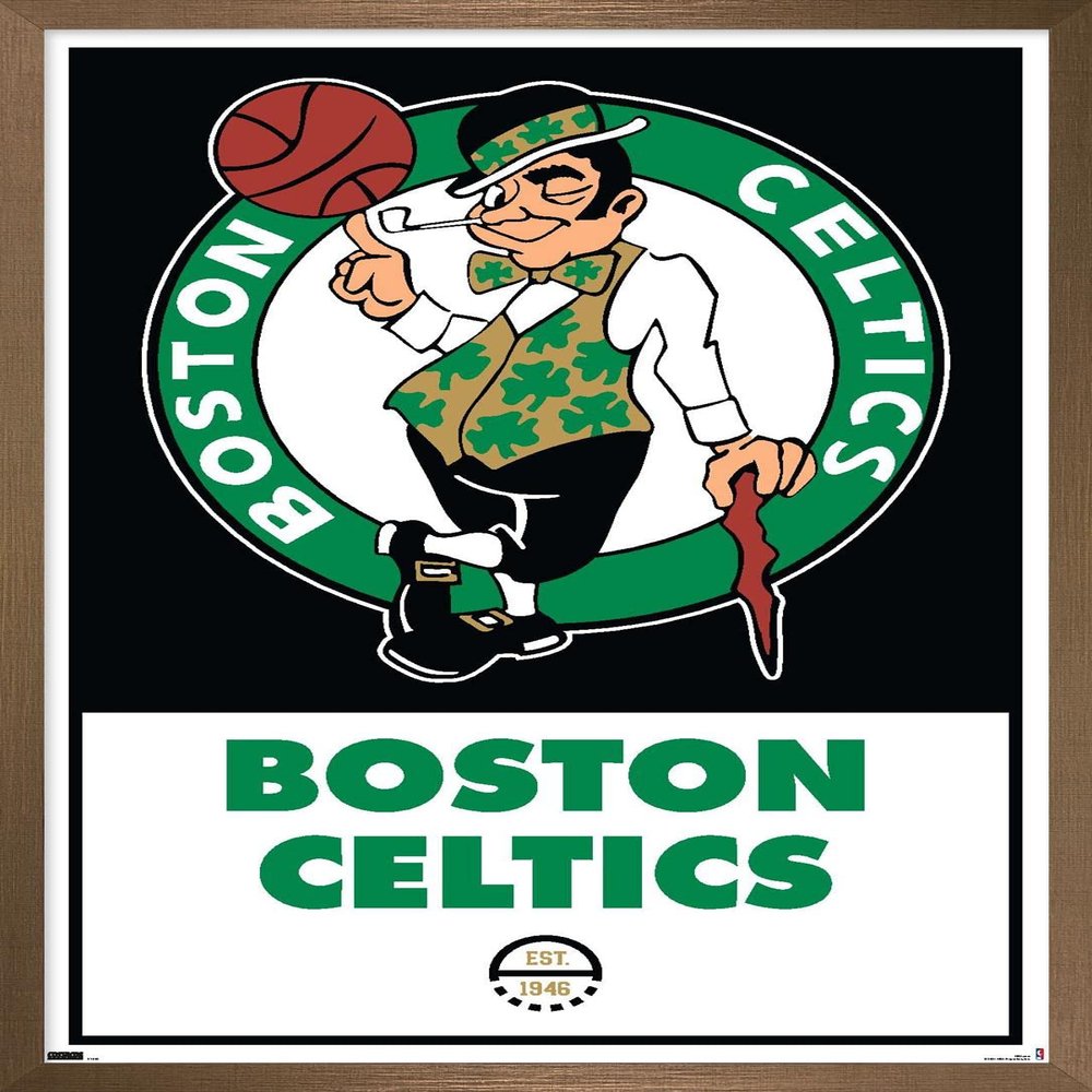Trends International NBA Boston Celtics - Logo 21 Wall Poster, 14.725" x 22.375", Bronze Framed Version