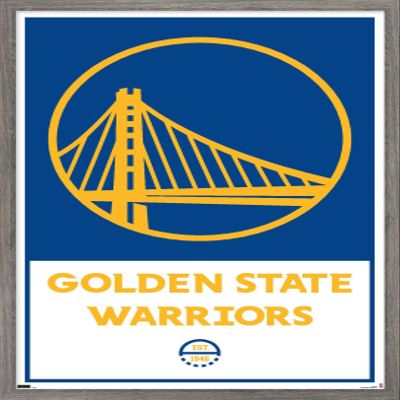 Trends International NBA Golden State Warriors - Logo 21 Wall Poster, 22.375" x 34", Barnwood Framed Version