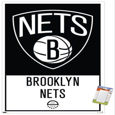 Trends International NBA Brooklyn Nets - Logo 21 Wall Poster, 22.375" x 34", Premium Poster & Mount Bundle