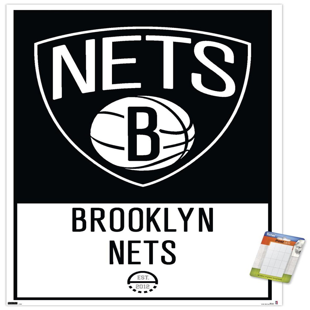 Trends International NBA Brooklyn Nets - Logo 21 Wall Poster, 22.375" x 34", Premium Poster & Mount Bundle