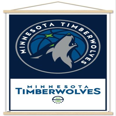 Trends International NBA Minnesota Timberwolves - Logo 21 Wall Poster, 22.375" x 34", Premium Print and Beechwood Hanger Bundle