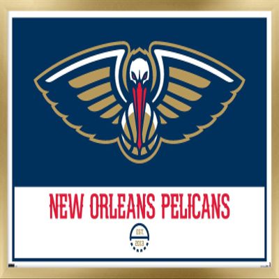 Trends International NBA New Orleans Pelicans - Logo 21 Wall Poster, 14.725" x 22.375", Gold Framed Version