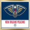 Trends International NBA New Orleans Pelicans - Logo 21 Wall Poster, 14.725" x 22.375", Gold Framed Version view 1