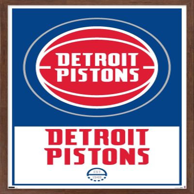 Trends International NBA Detroit Pistons - Logo 21 Wall Poster, 14.725" x 22.375", Mahogany Framed Version