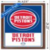 Trends International NBA Detroit Pistons - Logo 21 Wall Poster, 14.725" x 22.375", Mahogany Framed Version view 3