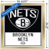 Trends International NBA Brooklyn Nets - Logo 21 Wall Poster, 14.725" x 22.375", Gold Framed Version view 3