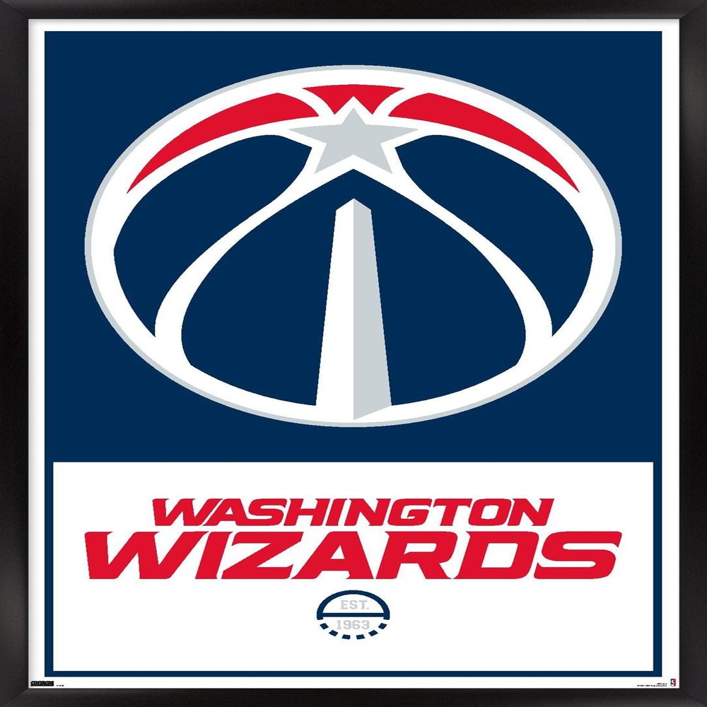 Trends International NBA Washington Wizards - Logo 21 Wall Poster, 14.725" x 22.375", Black Framed Version