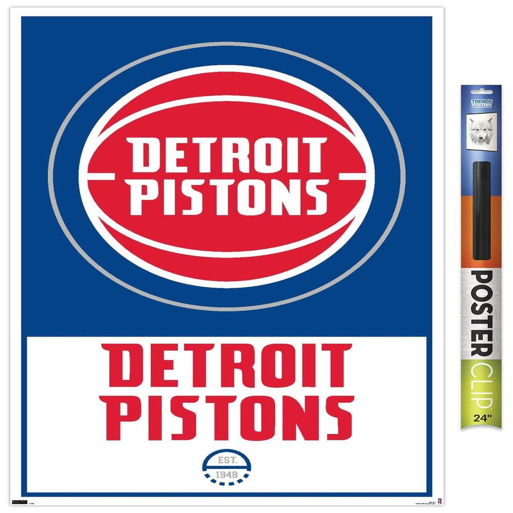 Trends International NBA Detroit Pistons - Logo 21 Wall Poster, 22.375" x 34", Premium Poster & Clip Bundle