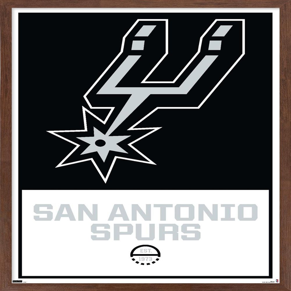 Trends International NBA San Antonio Spurs - Logo 21 Wall Poster, 14.725" x 22.375", Mahogany Framed Version