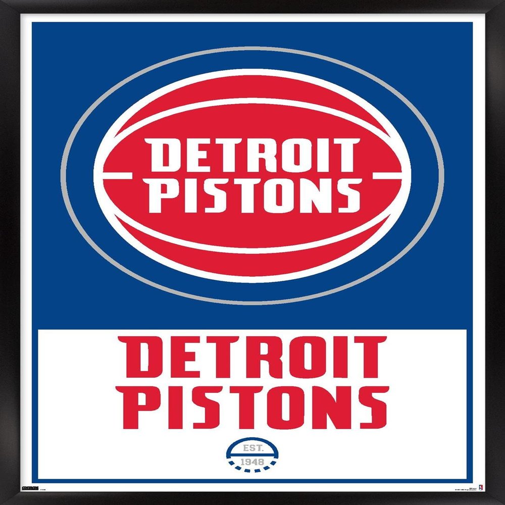 Trends International NBA Detroit Pistons - Logo 21 Wall Poster, 14.725" x 22.375", Black Framed Version