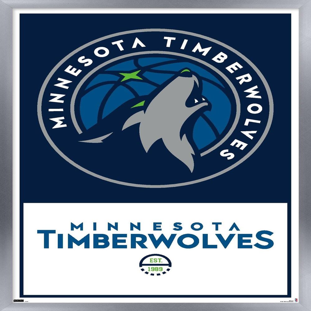 Trends International NBA Minnesota Timberwolves - Logo 21 Wall Poster, 14.725" x 22.375", Silver Framed Version
