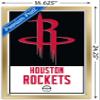 Trends International NBA Houston Rockets - Logo 21 Wall Poster, 14.725" x 22.375", Gold Framed Version view 3