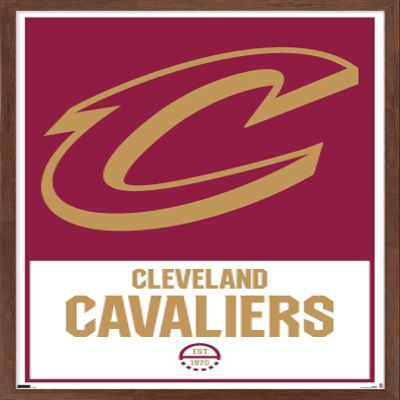 Trends International NBA Cleveland Cavaliers - Logo 21 Wall Poster, 14.725" x 22.375", Mahogany Framed Version